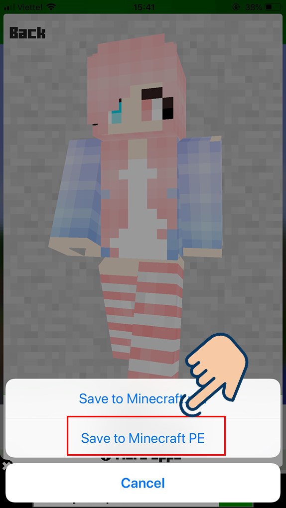 cach-thay-doi-skin-minecraft-pe-tren-dien-thoai-don-gian9-574x1020-1 Nhấp vào Save to Minecraft PE là bạn đã thay đổi được skin rồi đấy.