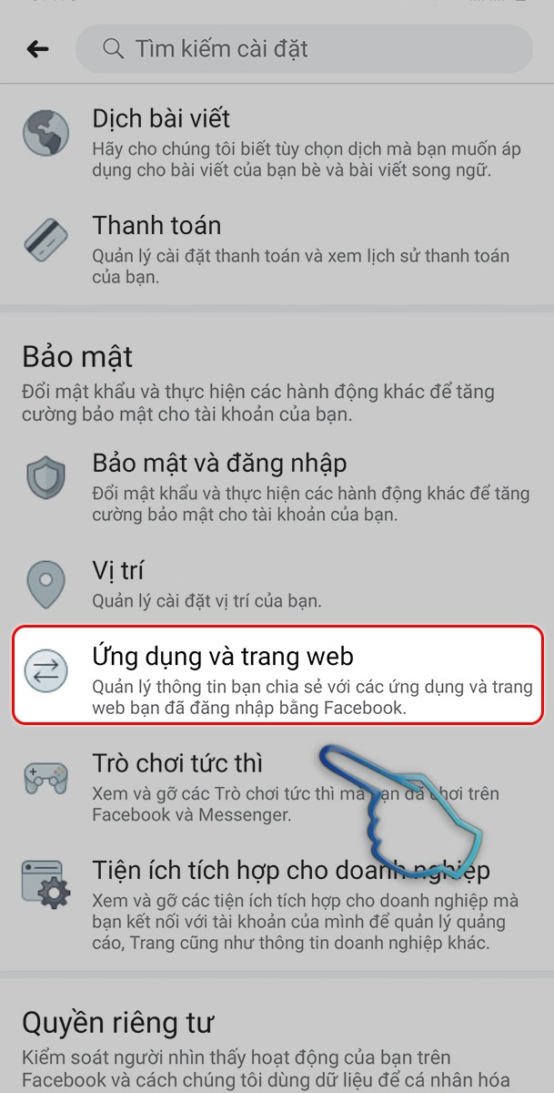 cach-thoat-dang-xuat-coin-master-don-gian-nhanh-chong-4-609x1200-1 Bước 3: Tìm đến phần ứng dụng và trang web.