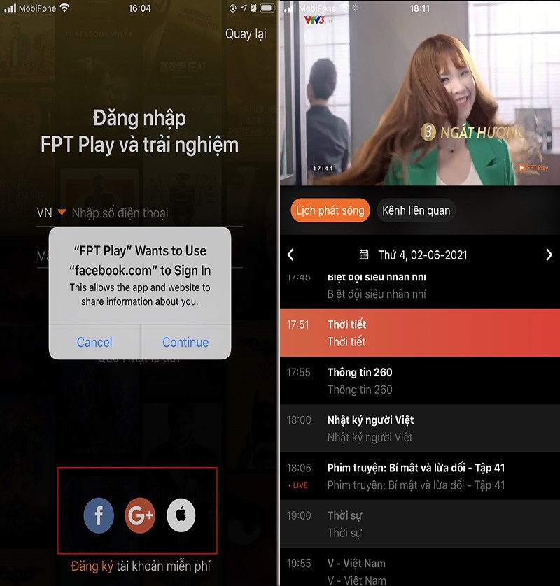 Đăng nhập bằng tài khoản Google/Facebook/Apple Đăng nhập bằng tài khoản Google/Facebook/Apple