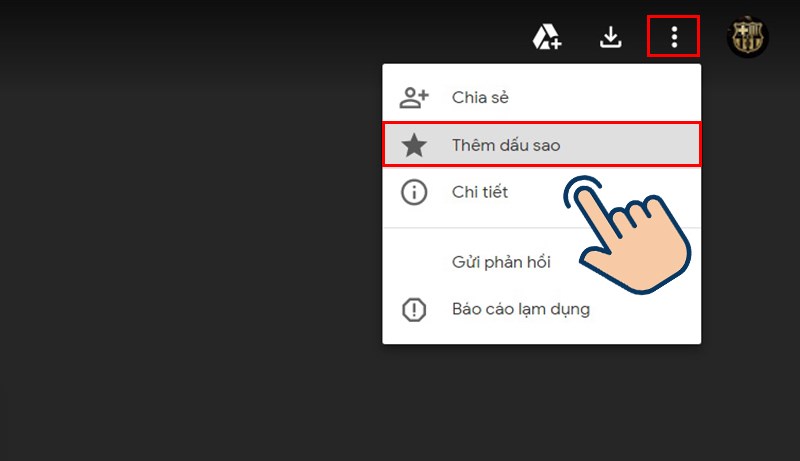 cach-xem-video-tai-file-tren-google-drive-bi-gioi-han-het2-800x461-1 Mở file giới hạn ở 1 tab mới rồi ấn vào dấu 3 chấm và chọn Thêm dấu sao.