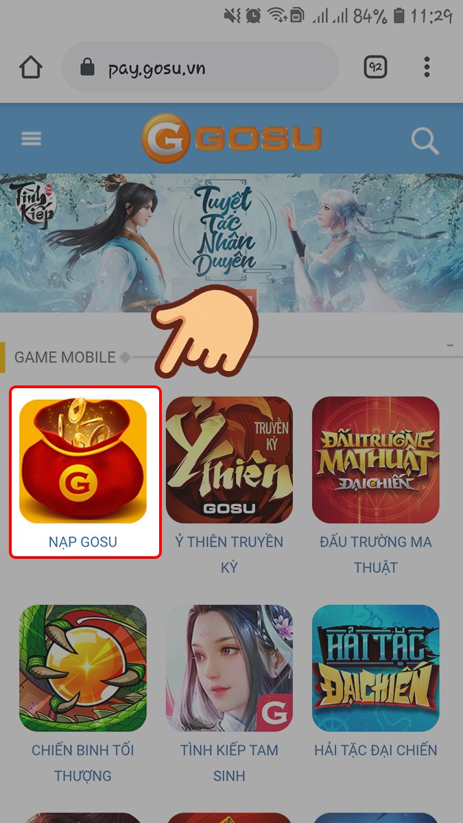 Chọn vào NẠP GOSU Chọn vào NẠP GOSU