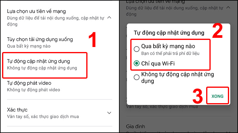 Thiết lập tự động cập nhật ứng dụng