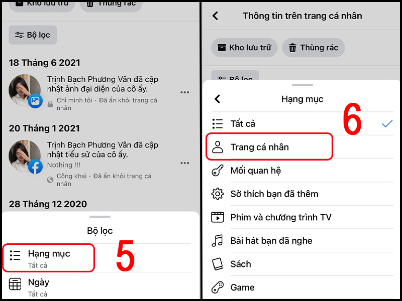 Bạn vào hạng mục chọn Trang cá nhân