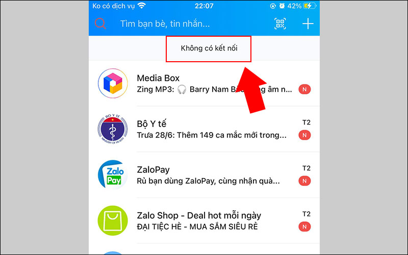 Điện thoại vẫn kết nối với WiFe nhưng Zalo lại thông báo