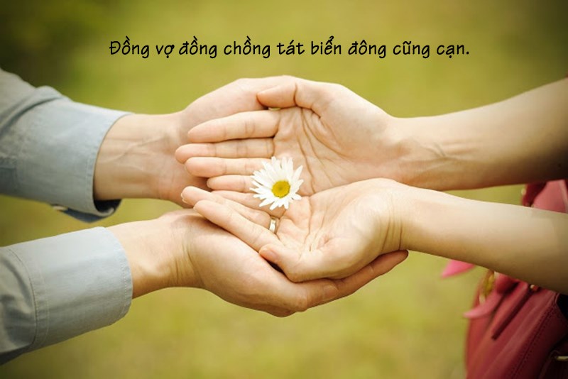 Đồng vợ đồng chồng tát biển đông cũng cạn. Đồng vợ đồng chồng tát biển đông cũng cạn.