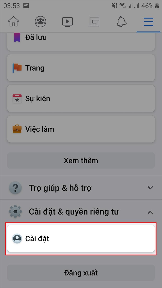 Chọn Cài đặt Chọn Cài đặt