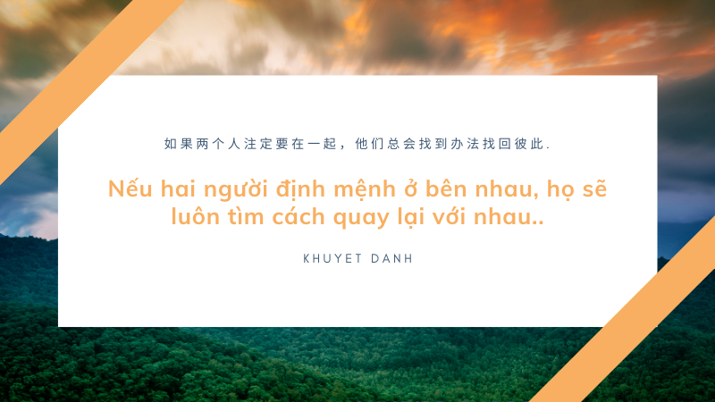 Nếu hai người định mệnh ở bên nhau, họ sẽ luôn tìm cách quay lại với nhau.. Nếu hai người định mệnh ở bên nhau, họ sẽ luôn tìm cách quay lại với nhau.