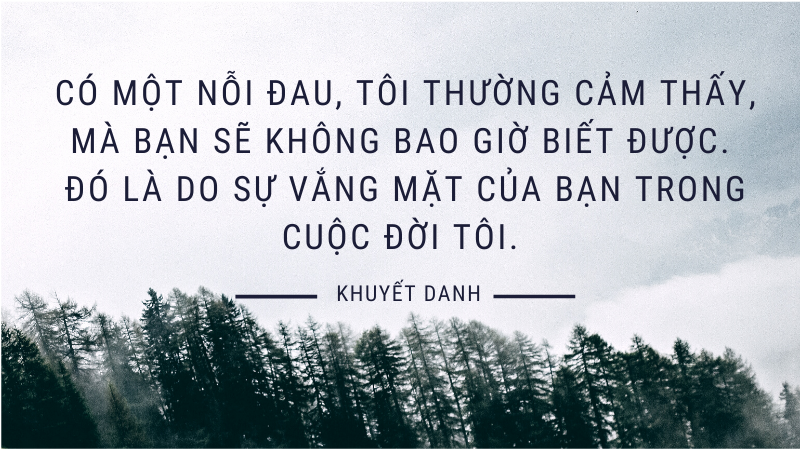 Có một nỗi đau, tôi thường cảm thấy, mà bạn sẽ không bao giờ biết được. Đó là do sự vắng mặt của bạn trong cuộc đời tôi. Có một nỗi đau, tôi thường cảm thấy, mà bạn sẽ không bao giờ biết được. Đó là do sự vắng mặt của bạn trong cuộc đời tôi.