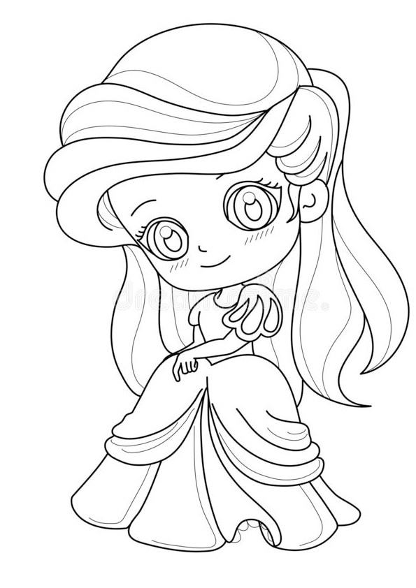 Tranh tô màu công chúa Chibi - 6 Tranh tô màu công chúa Chibi - 6