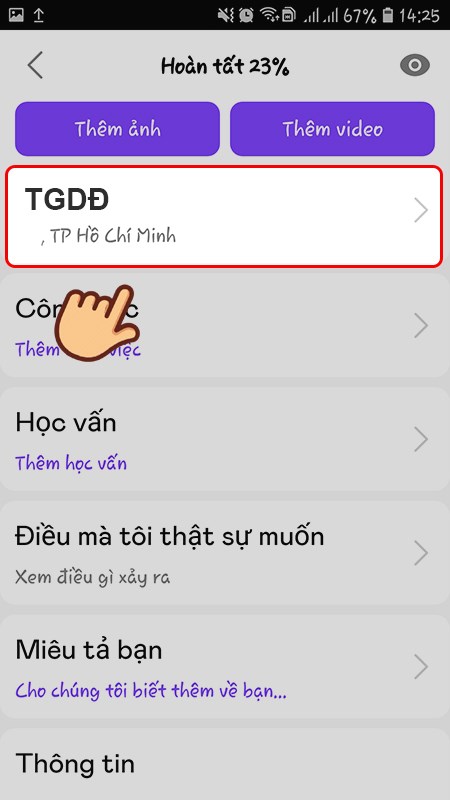 Chọn vào ô thông tin cá nhân của bạn Chọn vào ô thông tin cá nhân của bạn