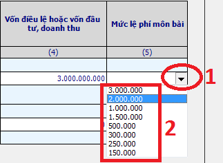Chọn mức lệ phí môn bài