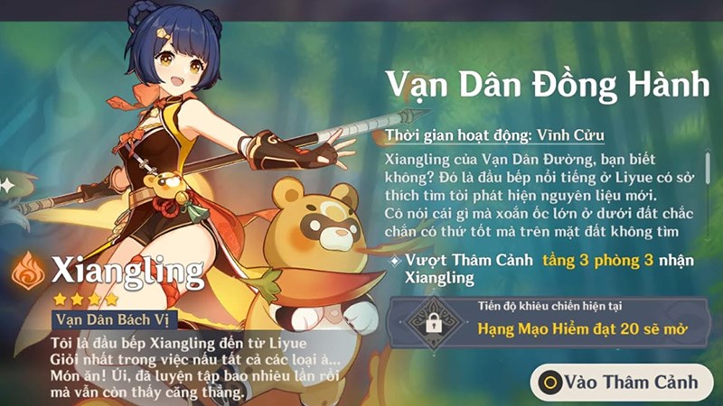 Nhận Xiangling nhân vật bậc A miễn phí Nhận Xiangling nhân vật bậc A miễn phí
