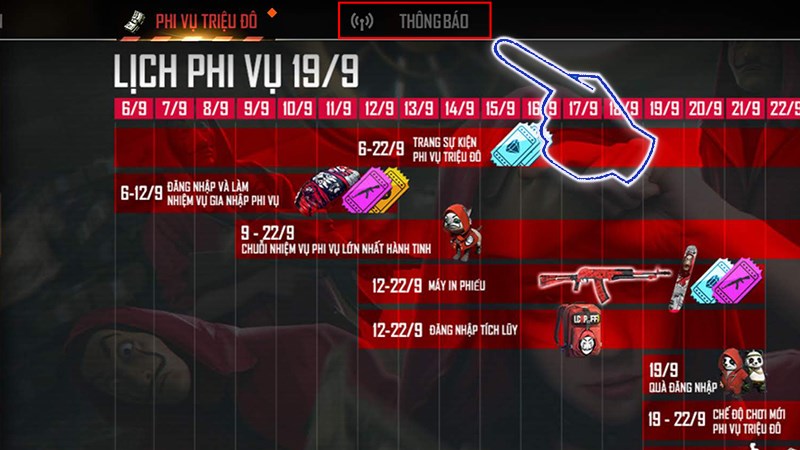 chuoi-su-kien-thang-9-free-fire-phi-vu-trieu-do-b2-800x450-1 Bước 2: Chọn mục Thông báo.