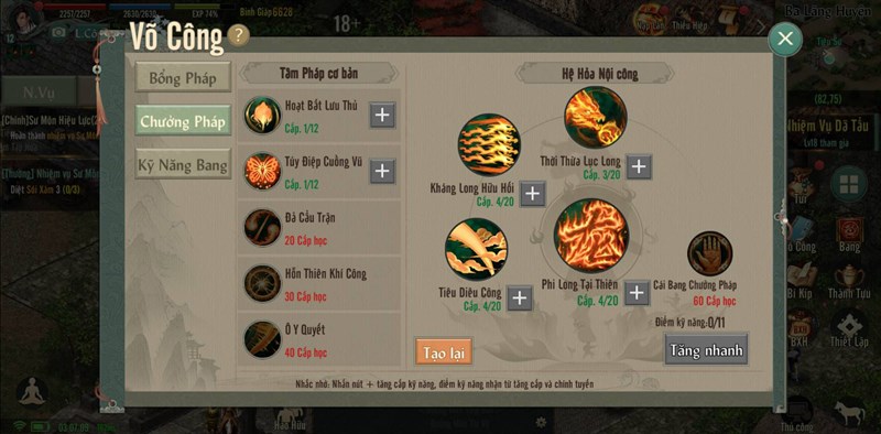 Tăng điểm kỹ năng Cái Bang Chưởng Pháp Tăng điểm kỹ năng Cái Bang Chưởng Pháp