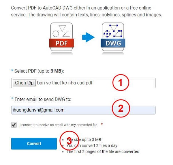Cách chuyển PDF sang Cad online miễn phí