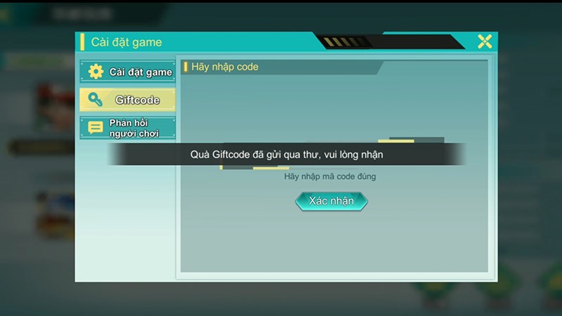 Code đã nhập thành công Code đã nhập thành công