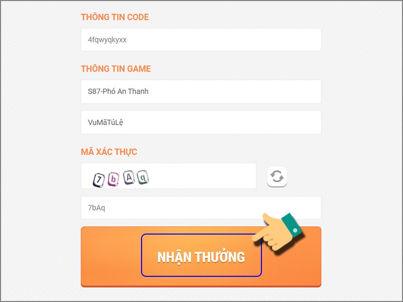 Nhập code bạn có Nhập code bạn có