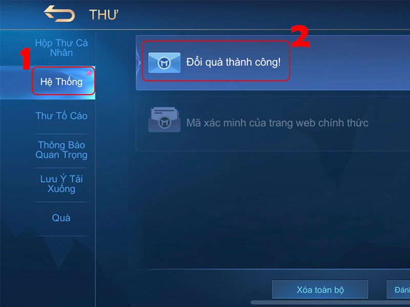 Thư hệ thống bảo đổi code thành công Thư hệ thống bảo đổi code thành công