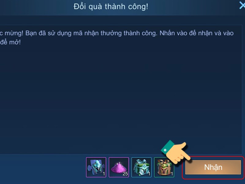 Nhận quà thành công Nhận quà thành công