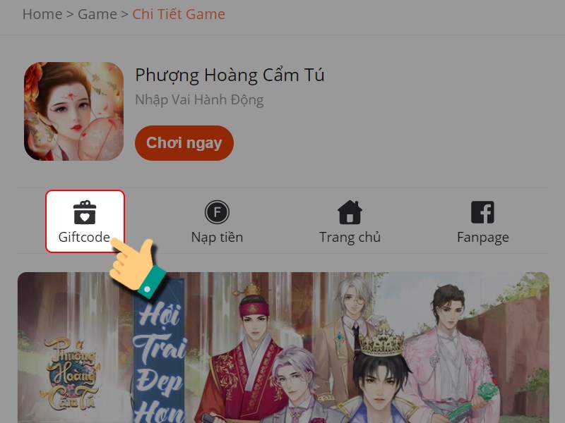 Nhấn vào giftcode Nhấn vào giftcode