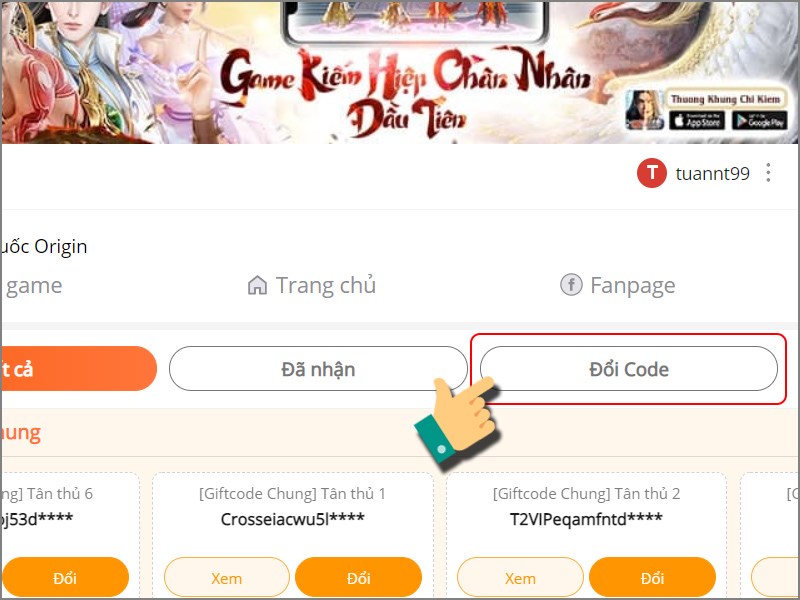 Nhấn vào đổi code Nhấn vào đổi code