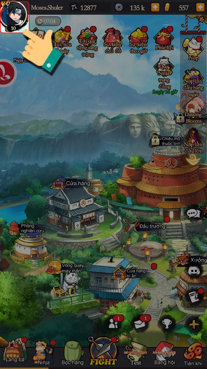 Nhấn vào Avatar Nhấn vào Avatar