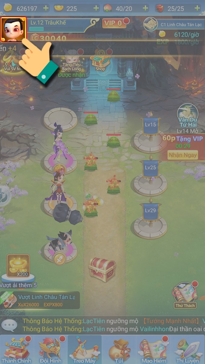 Nhấn vào avatar Nhấn vào avatar