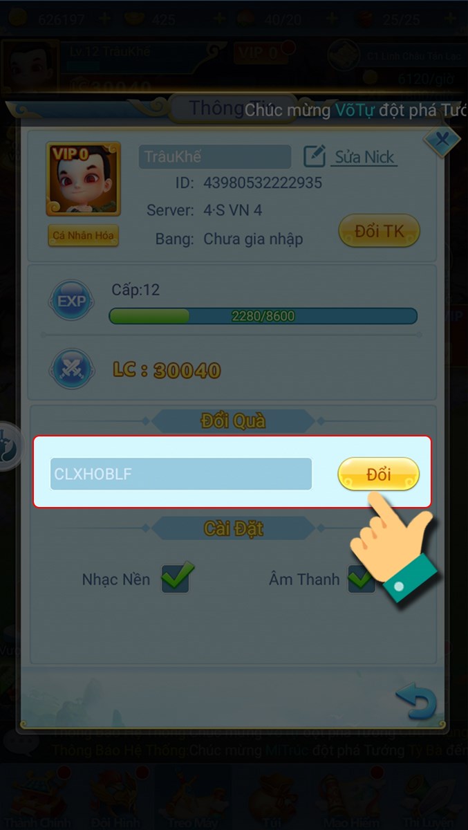 Nhập code bạn có Nhập code bạn có