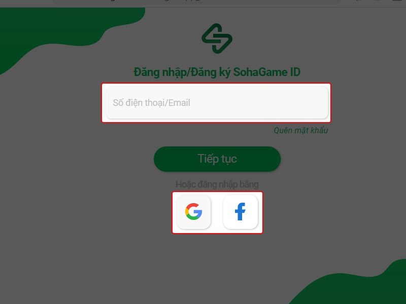 Điền thông tin đăng nhập Điền thông tin đăng nhập