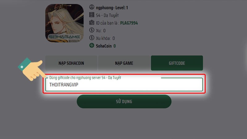 Nhập code vào ô bên dưới Nhập code vào ô bên dưới