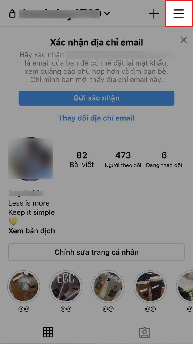 Nhấn vào biểu tượng 3 dấu gạch ở góc trên bên phải Nhấn vào biểu tượng 3 dấu gạch ở góc trên bên phải