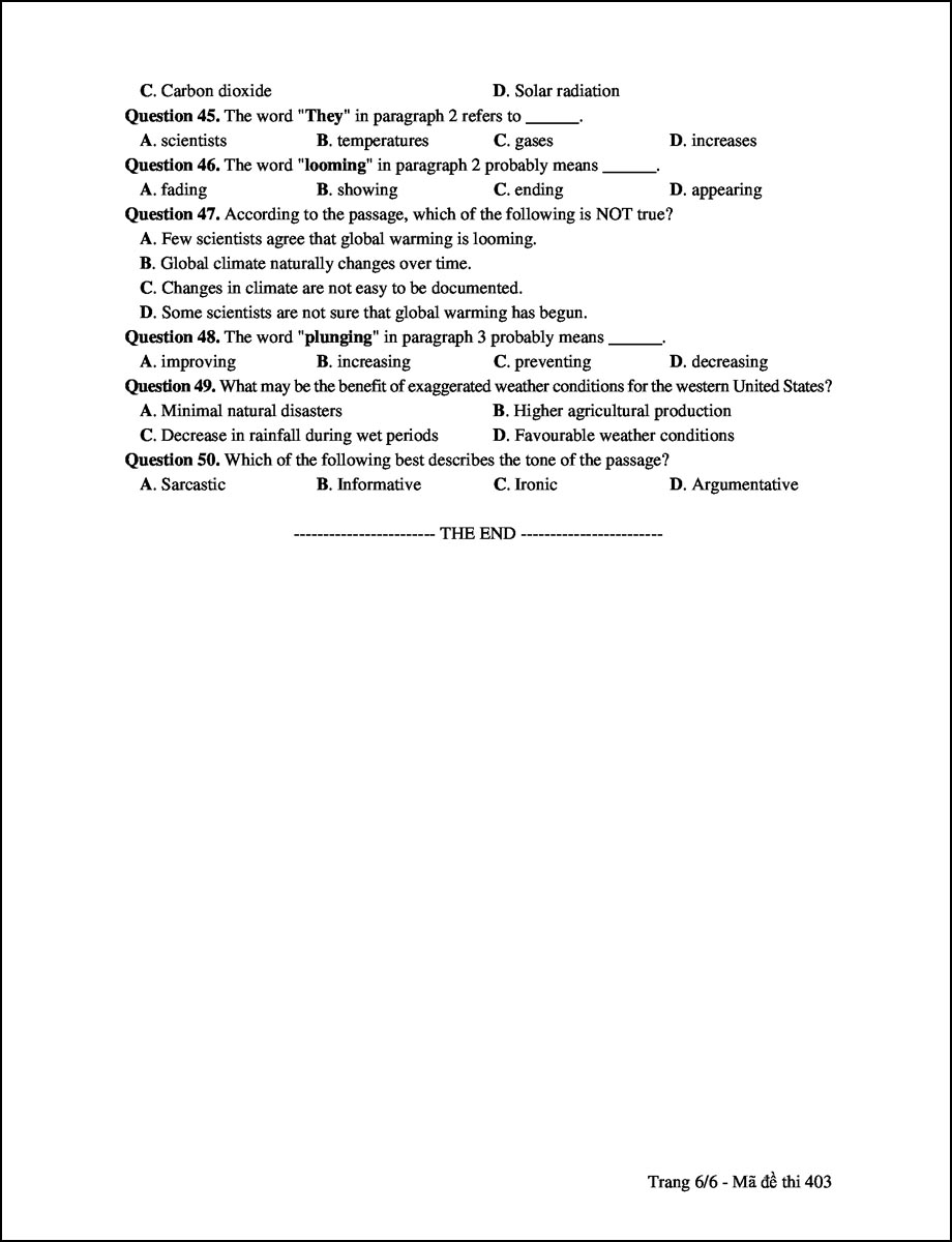 Đề thi môn tiếng Anh THPT Quốc gia năm 2017 mã 403 trang 6