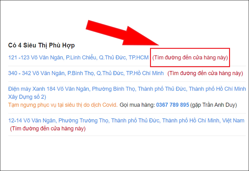 Tìm đường đi đến cửa hàng  gần nhất
