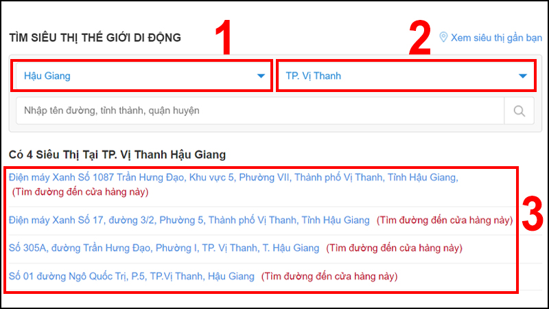 Chọn cửa hàng gần bạn nhất