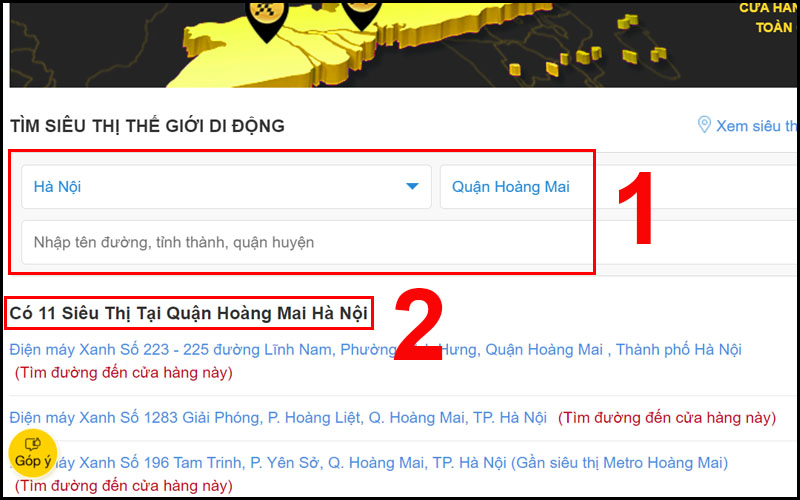 Cách tìm vị trí cửa hàng  gần với bạn nhất