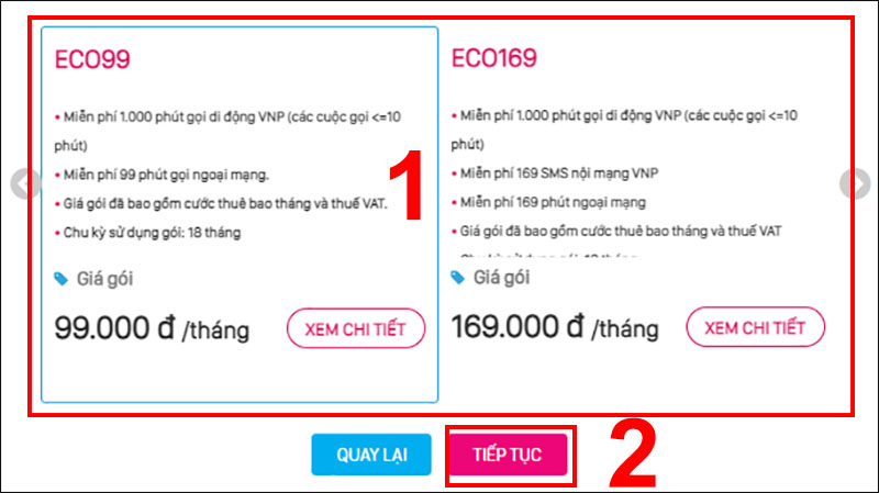 Chọn gói cước phù hợp