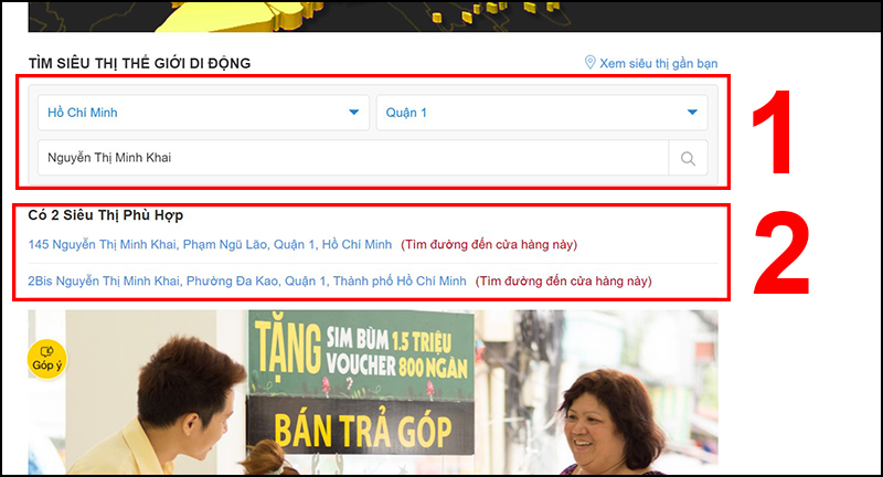 Truy cập trang website Tìm siêu thị