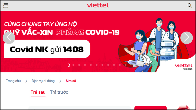 Truy cập trang mua SIM online