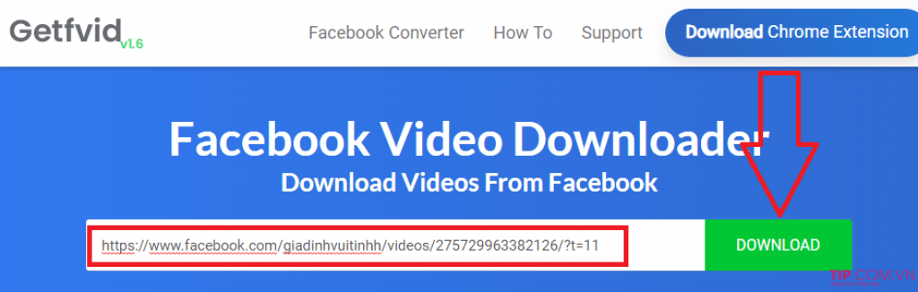 Download video Facebook bằng dụng công cụ Getfvid online