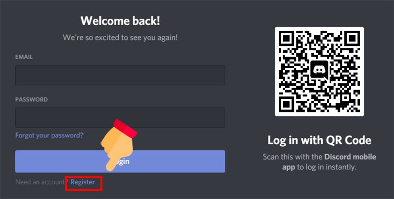 Nếu bạn chưa có tài khoản, chọn Register để đăng ký tài khoản. Nếu bạn chưa có tài khoản, chọn Register để đăng ký tài khoản.