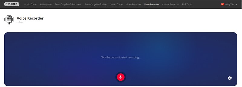 Giao diện website Online Voice Recorder Giao diện website Online Voice Recorder