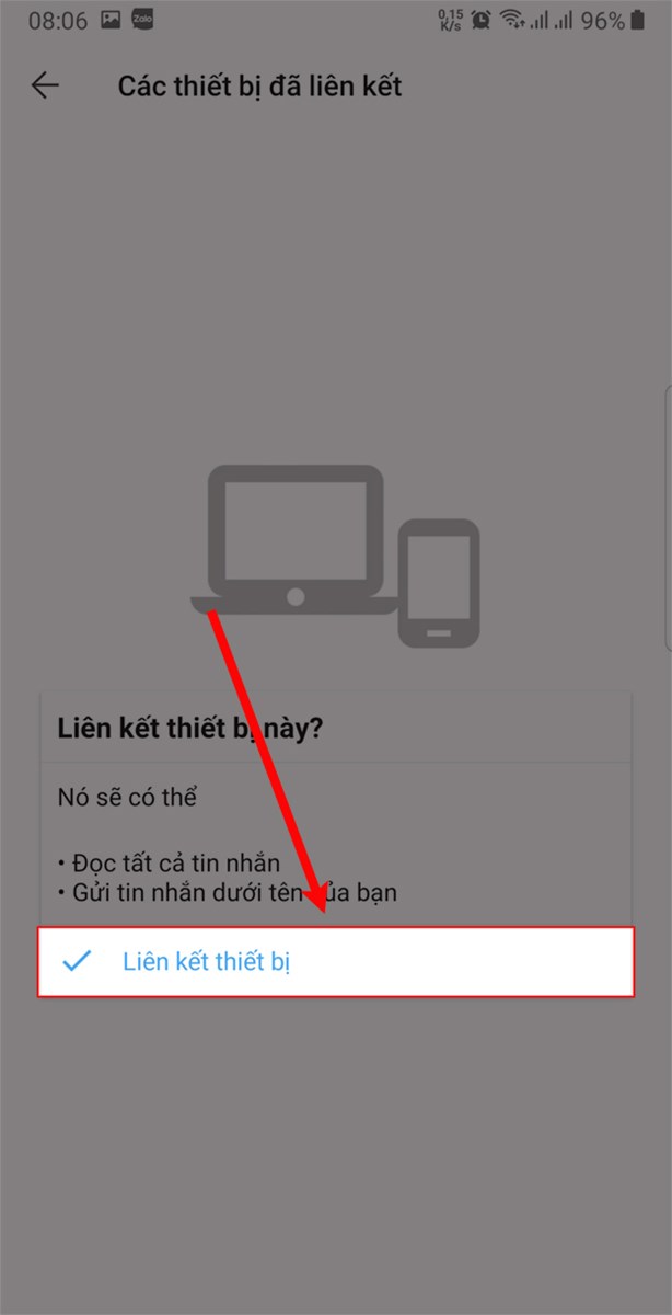 Chọn Liên kết thiết bị. Chọn Liên kết thiết bị.