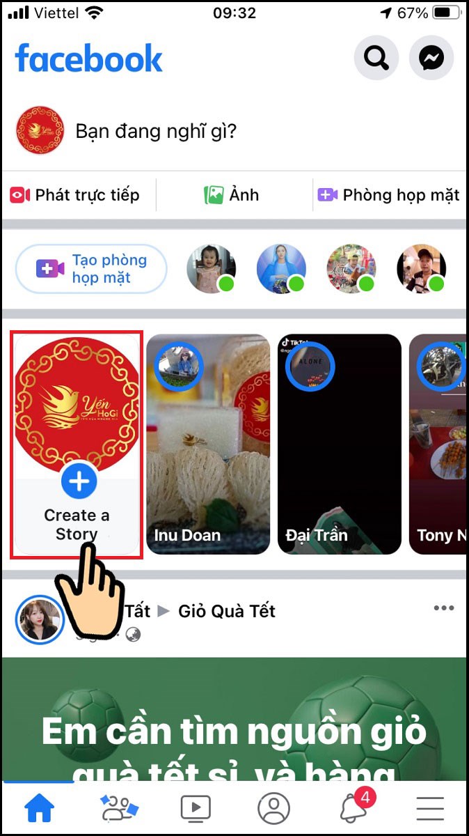 f3286510b24a43141a5b-674x1200-1 Bạn truy cập vào Facebook, sau đó nhấn vào mục Create a Story (Tạo Tin) của mình