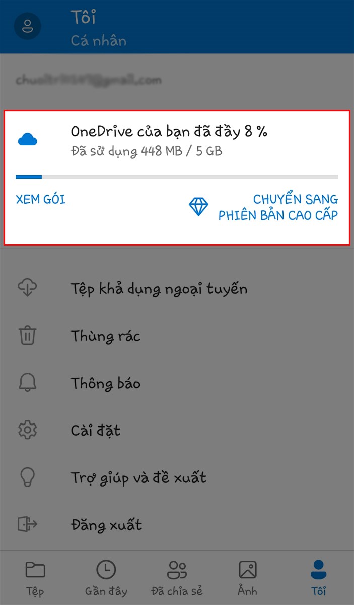 Phía dưới Email hay SDT của bạn chính là dung lượng OneDrive còn lại của bạn. Phía dưới Email hay SDT của bạn chính là dung lượng OneDrive còn lại của bạn.
