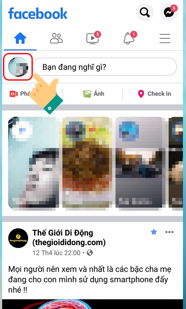 fb1-613x1020-2 Bước 1: Mở ứng dụng Facebook và vào biểu tượng avatar để mở trang cá nhân của bạn.