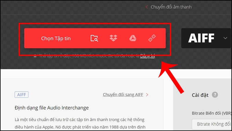 Nhấp vào Chọn tập tin