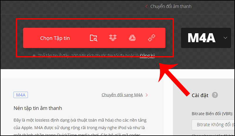 Nhấp vào Chọn tập tin