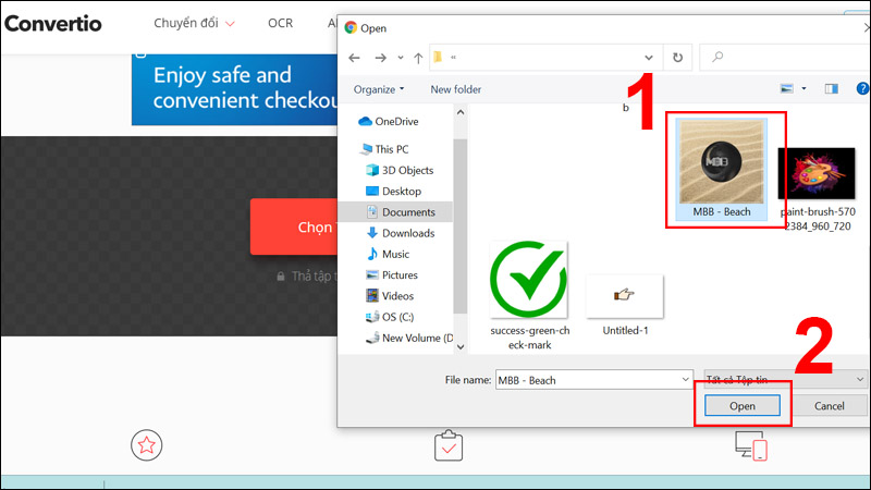 Chọn file muốn chuyển đổi > Nhấn Open