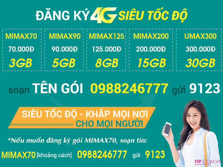 Bảng giá các gói cước 4G Viettel ưu đãi dung lượng khủng