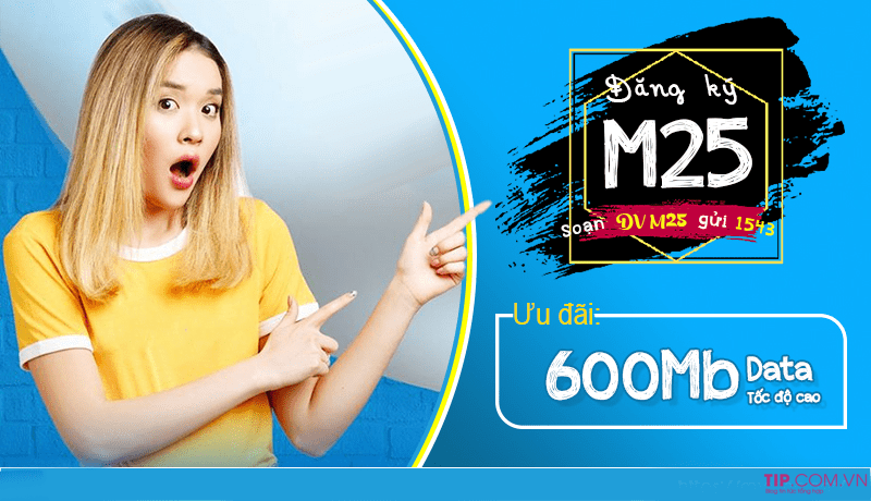 Ưu đãi 600MB data chỉ 25k khi đăng ký gói M25 của Vinaphone
